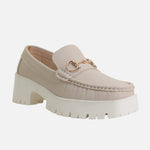 Mocasin tractorado dora de cuero para mujer - Nude