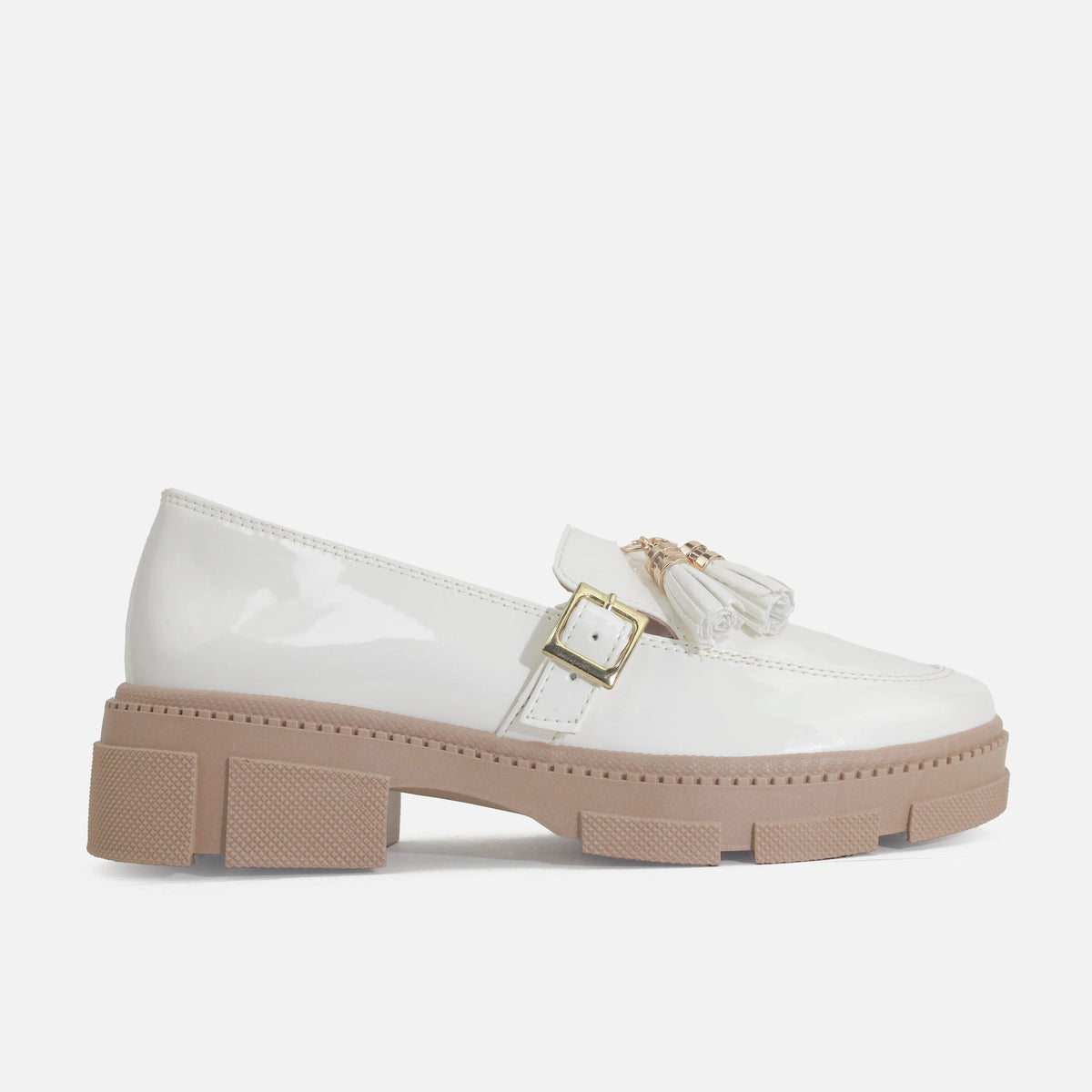 Mocasin tractorado amalia de sintético para mujer - Hueso