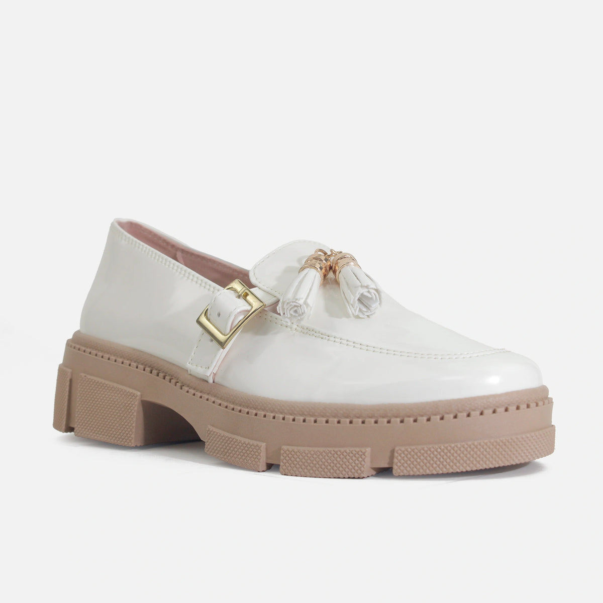 Mocasin tractorado amalia de sintético para mujer - Hueso
