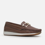 Mocasin plano helin de cuero para mujer - Miel