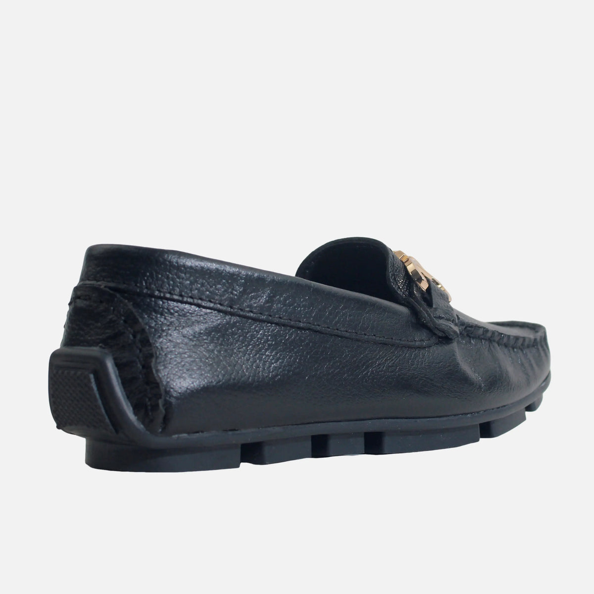 Mocasin plano miley de cuero para mujer - Negro