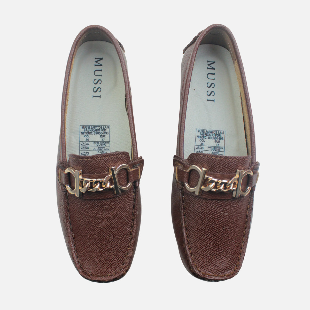 Mocasin plano miley de cuero para mujer - Café