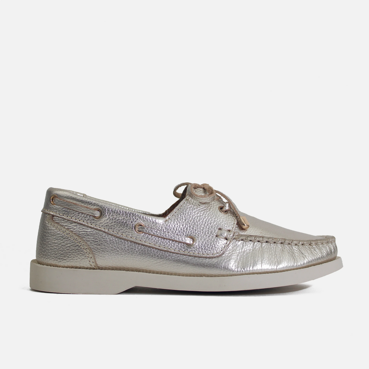 Mocasin plano amara de cuero para mujer - Oro