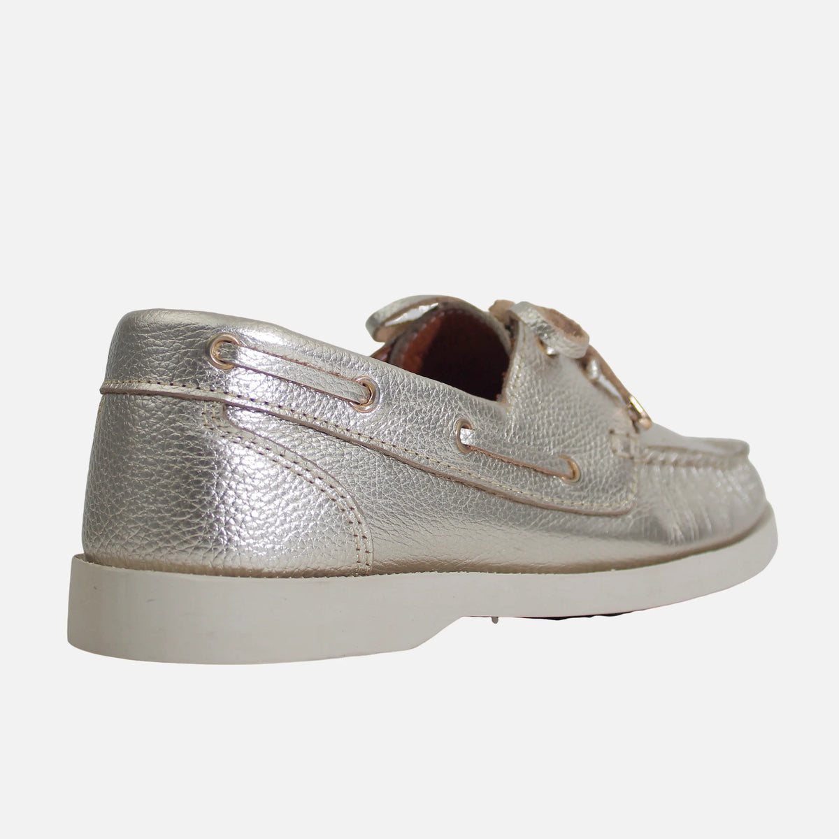 Mocasin plano amara de cuero para mujer - Oro