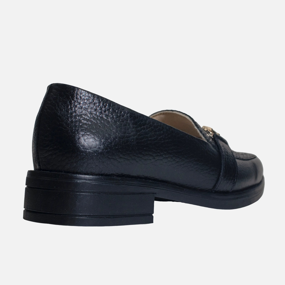 Mocasin tacon emilia de cuero para mujer - Negro