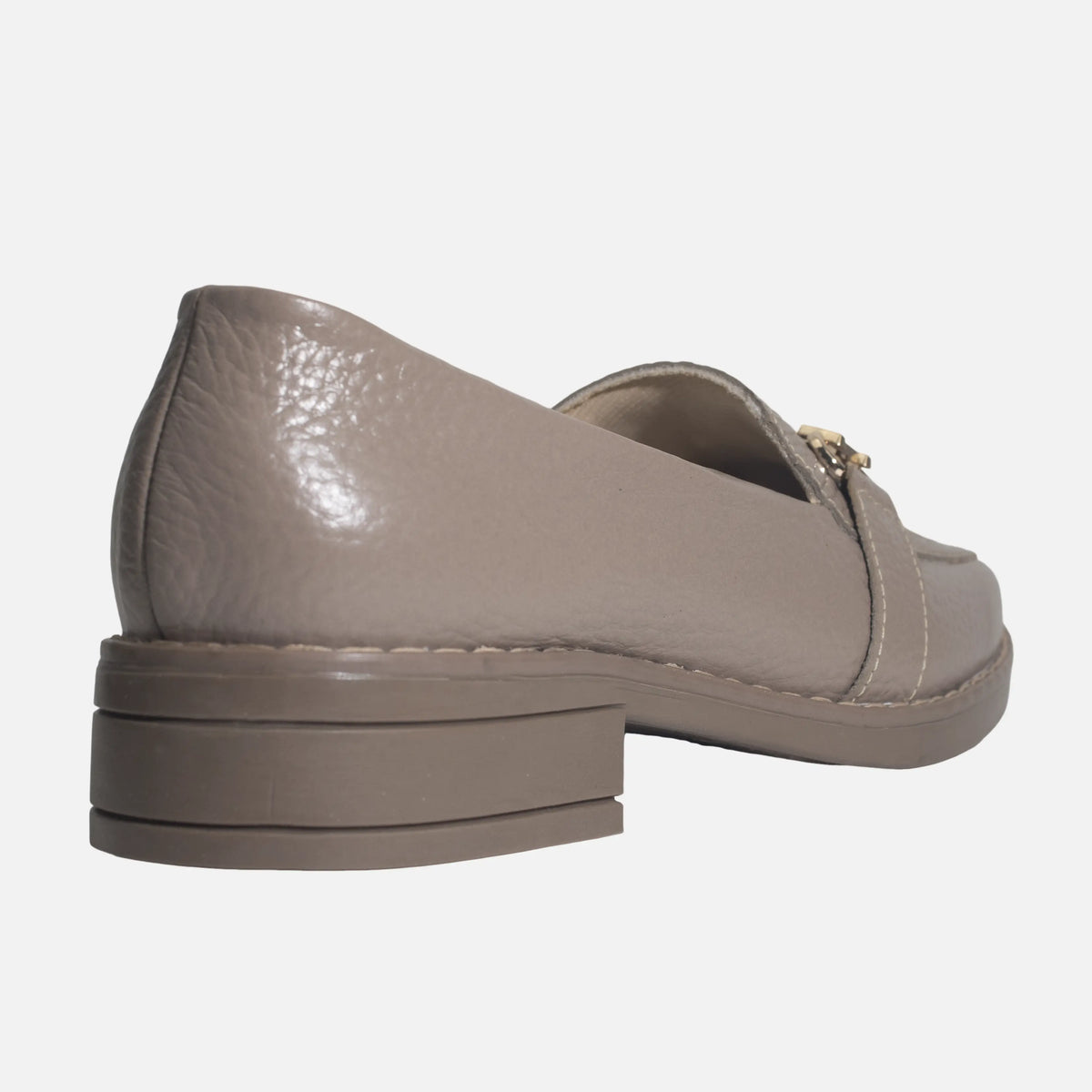 Mocasin tacon emilia de cuero para mujer - Taupe
