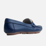 Mocasin plano grace de cuero para mujer - Azul