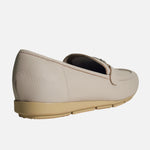 Mocasin plano gema de cuero para mujer - Hueso