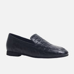 Mocasin plano galen de cuero para mujer - Negro