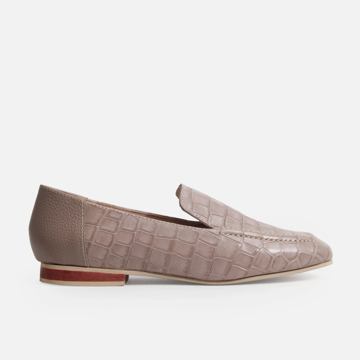 Mocasin plano galen de cuero para mujer - Taupe