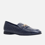 Mocasin plano vittoria de cuero para mujer - Azul