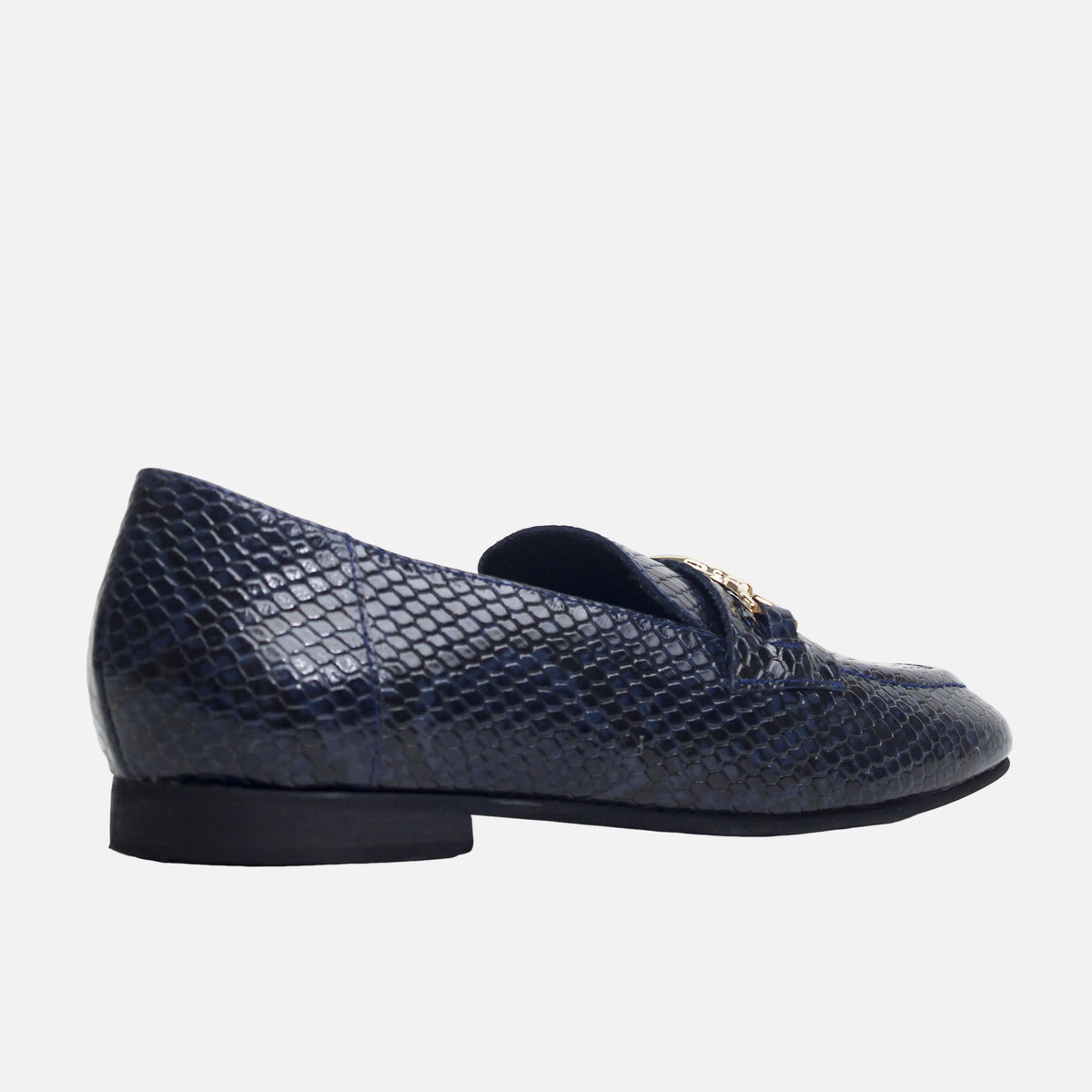 Mocasin plano vittoria de cuero para mujer - Azul