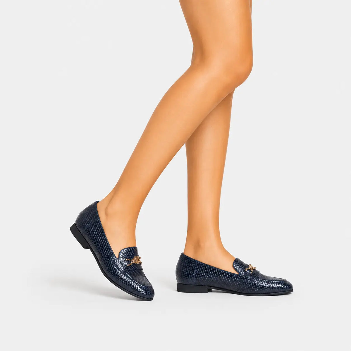 Mocasin plano vittoria de cuero para mujer - Azul
