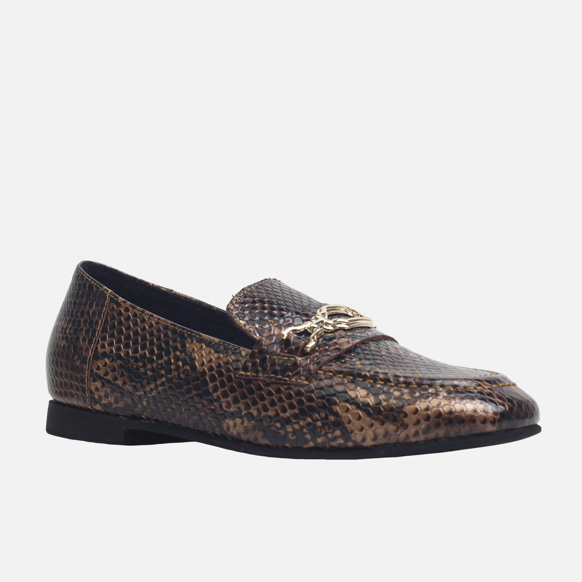 Mocasin plano vittoria de cuero para mujer - Café