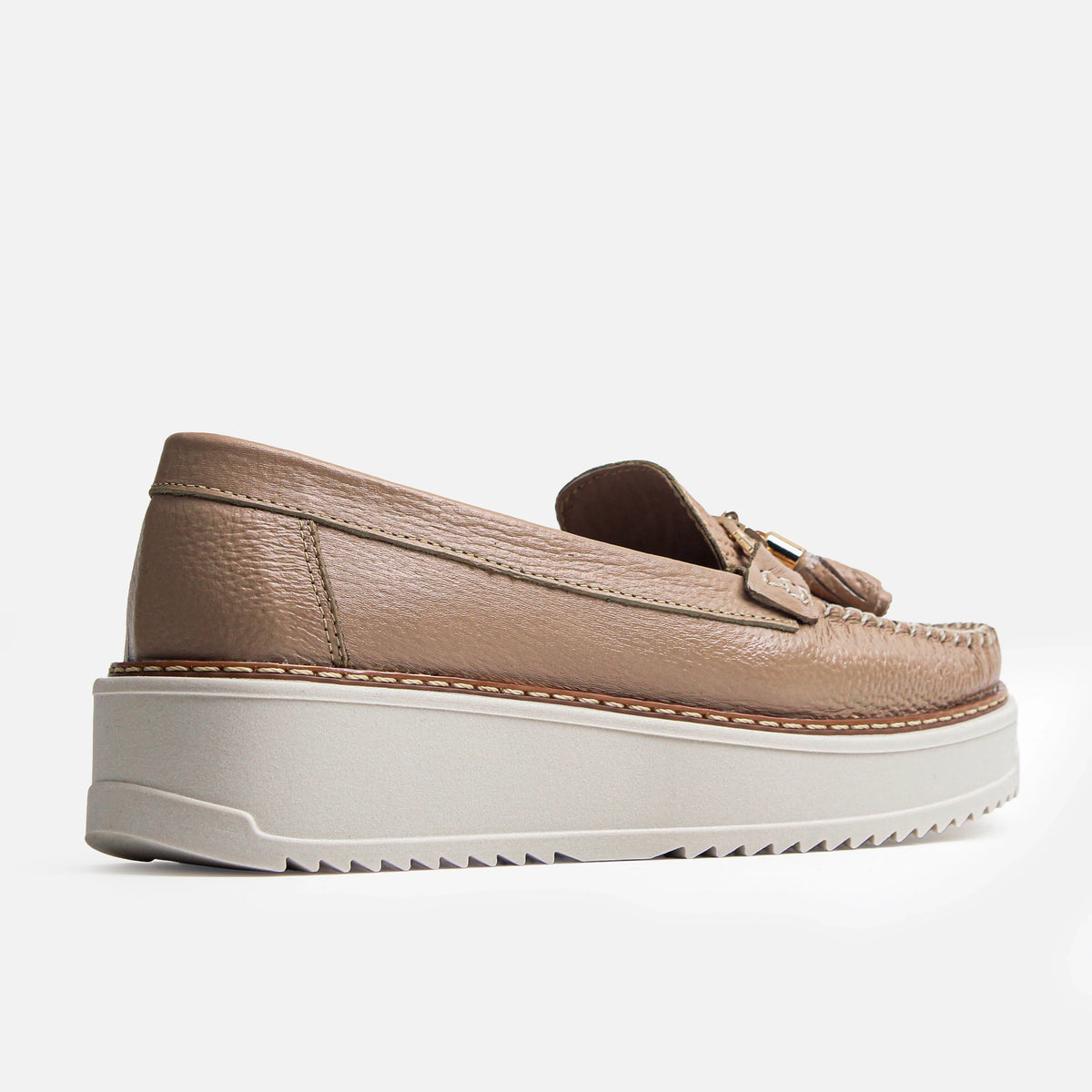 Mocasin plataforma irade de cuero para mujer - Beige