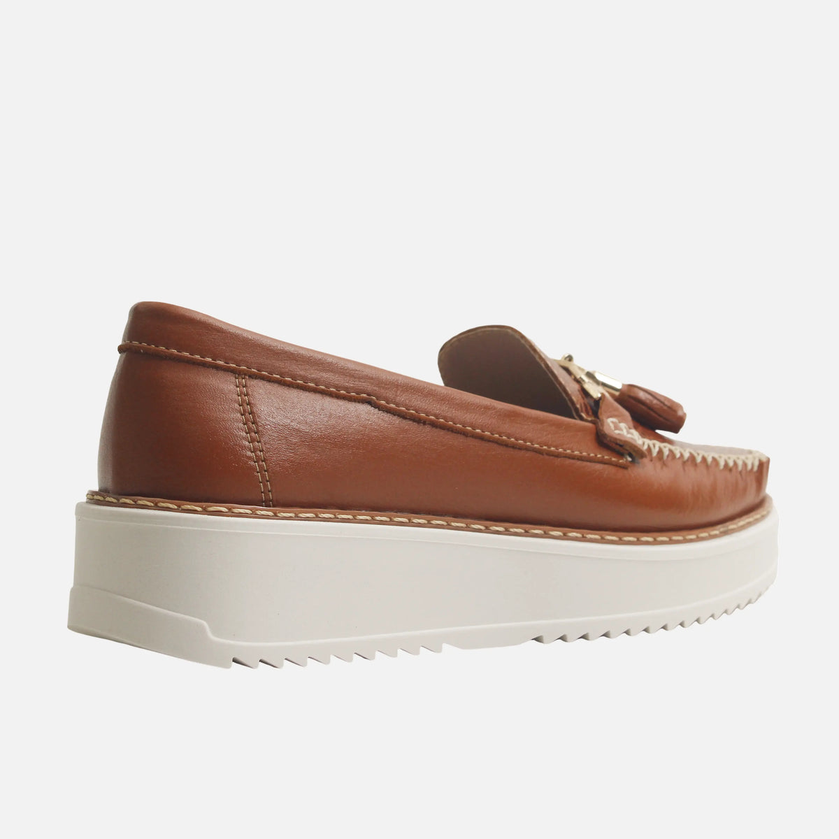 Mocasin plataforma irade de cuero para mujer - Miel