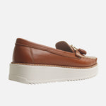 Mocasin plataforma irade de cuero para mujer - Miel