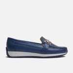 Mocasin plataforma damar de cuero para mujer - Azul