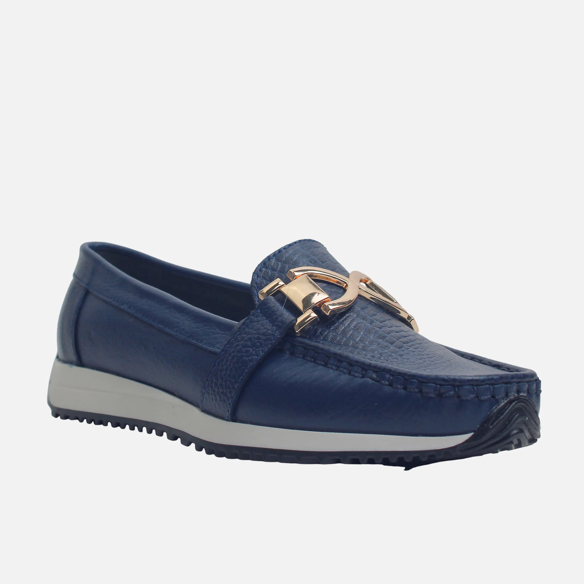 Mocasin plataforma damar de cuero para mujer - Azul