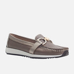 Mocasin plataforma damar de cuero para mujer - Café