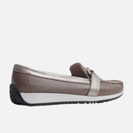 Mocasin plataforma damar de cuero para mujer - Café