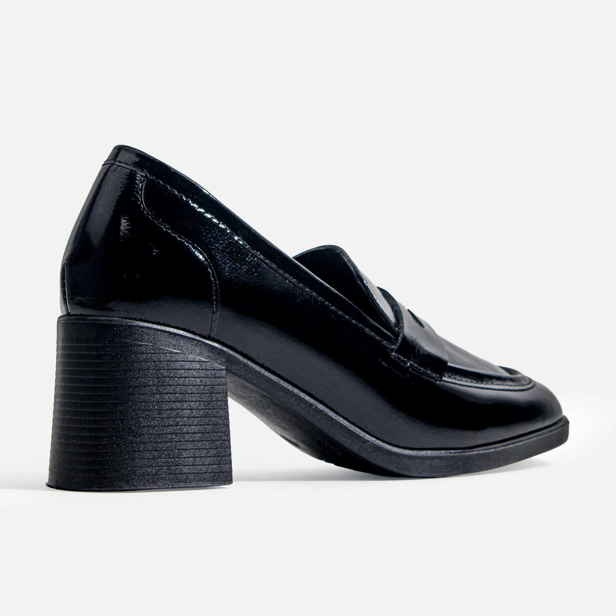 Mocasin tacon hortencia de cuero para mujer - Negro