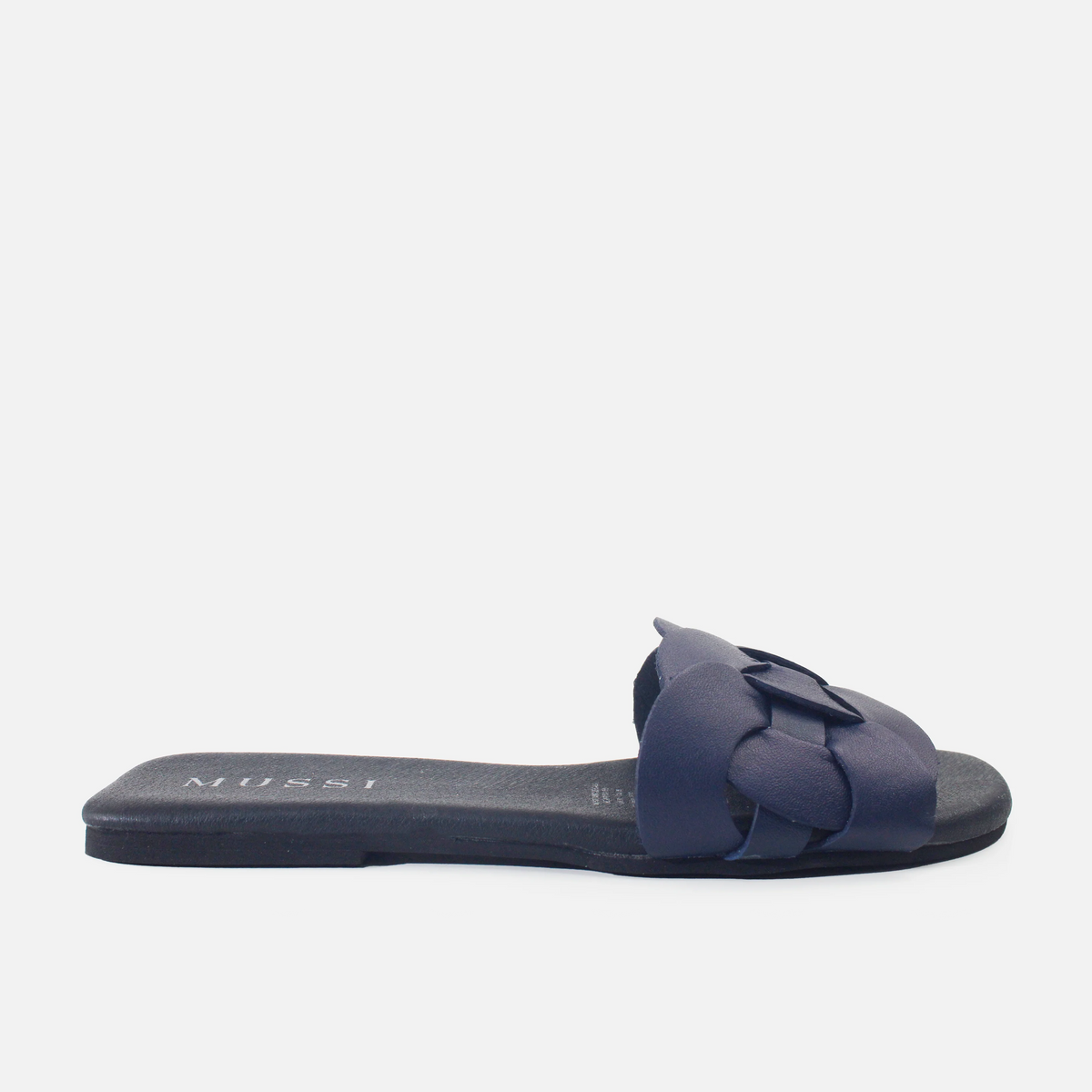 Sandalia plana aria de cuero para mujer - Azul