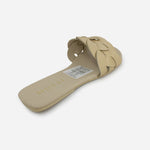 Sandalia plana setubla de cuero para mujer - Oro