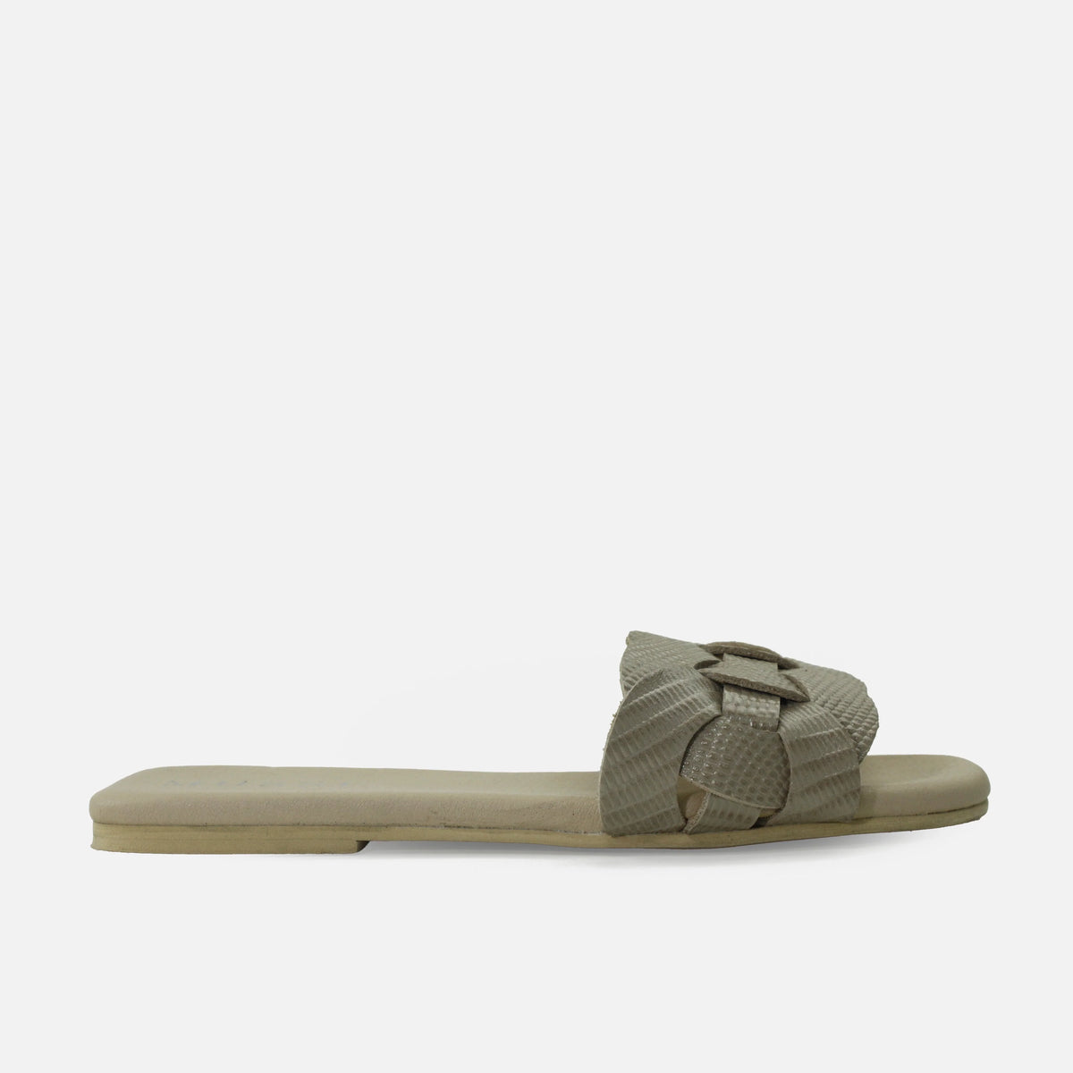 Sandalia plana aria de cuero para mujer - Taupe
