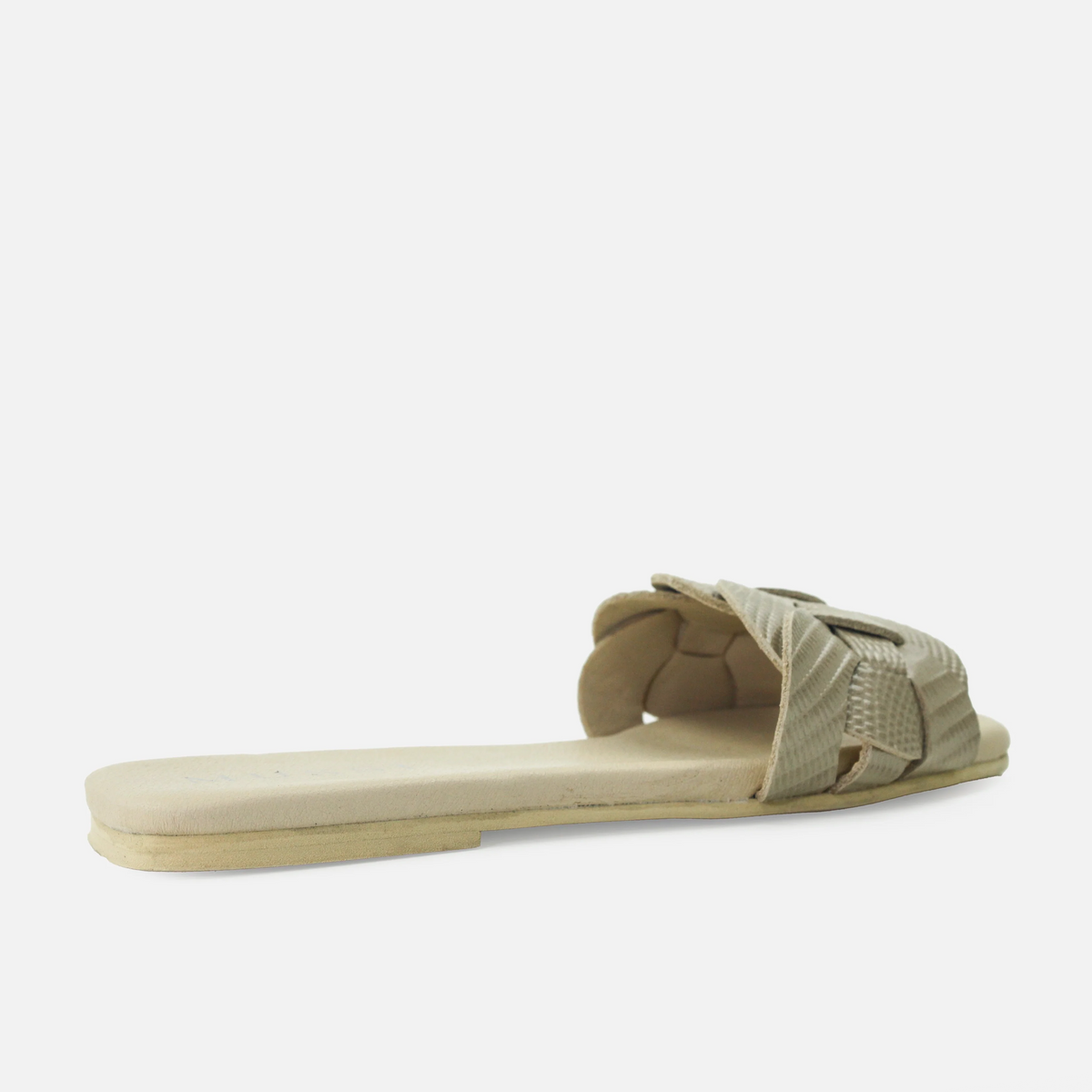 Sandalia plana aria de cuero para mujer - Taupe