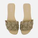 Sandalia plana aria de cuero para mujer - Taupe