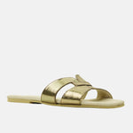 Sandalia plana lyon de cuero para mujer - Bronce