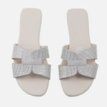 Sandalia plana lyon de cuero para mujer - Arena