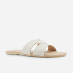 Sandalia plana lyon de cuero para mujer - Perla