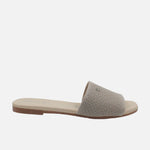 Sandalia plana bangui de cuero para mujer - Gris