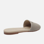 Sandalia plana bangui de cuero para mujer - Gris