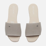 Sandalia plana bangui de cuero para mujer - Gris