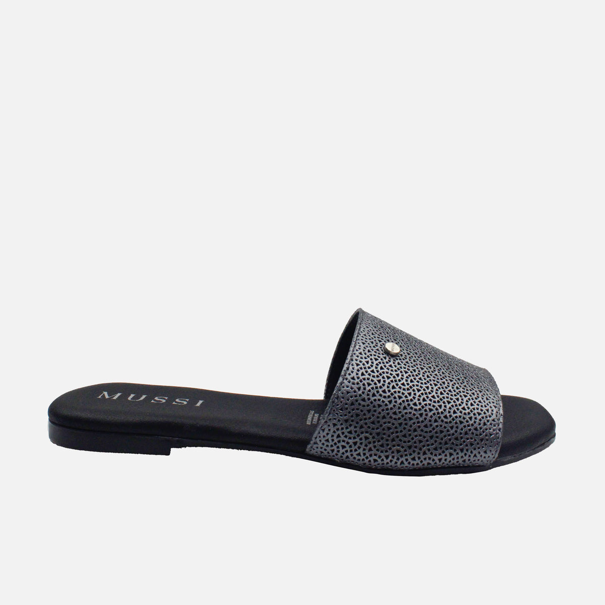 Sandalia plana bangui de cuero para mujer - Plateado