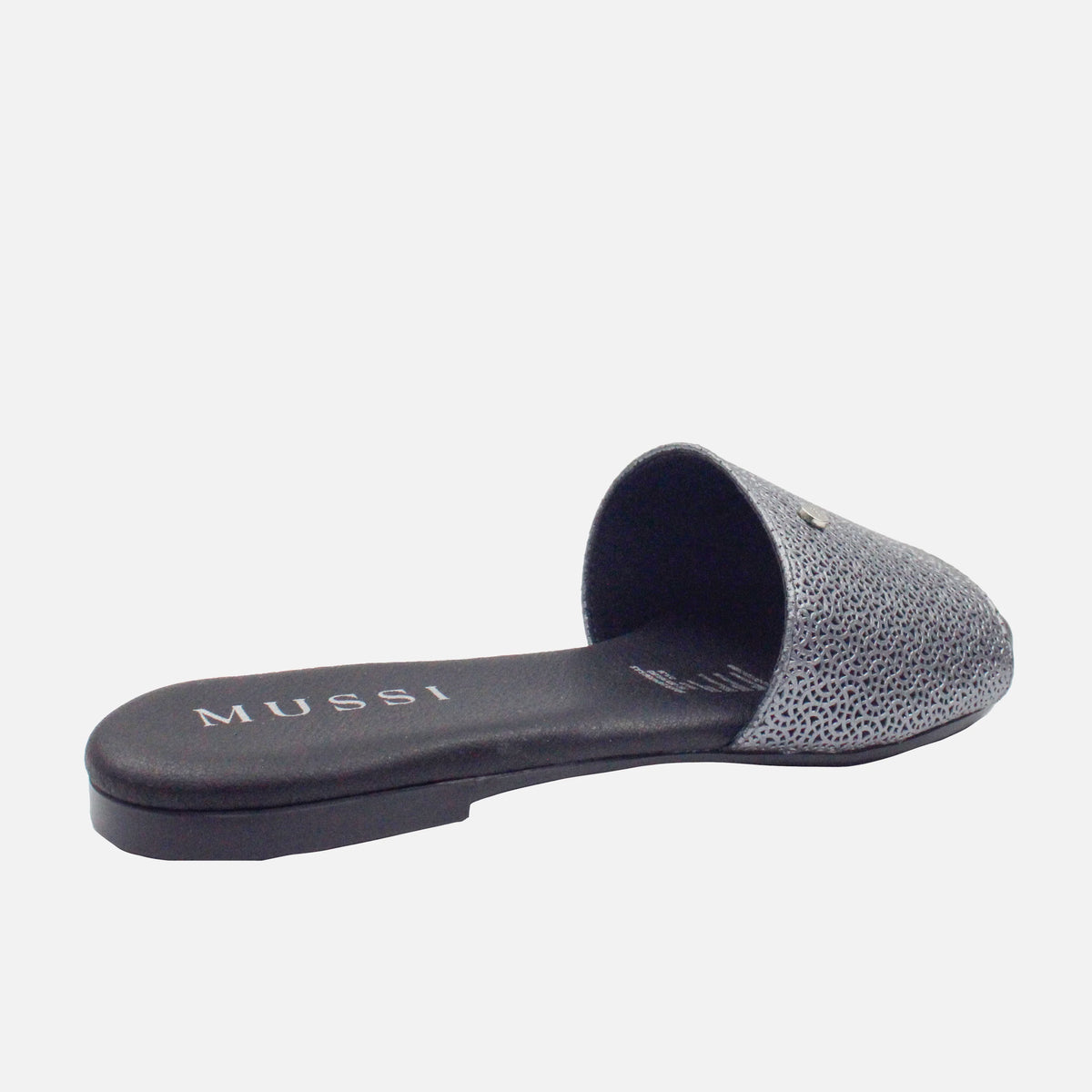 Sandalia plana bangui de cuero para mujer - Plateado