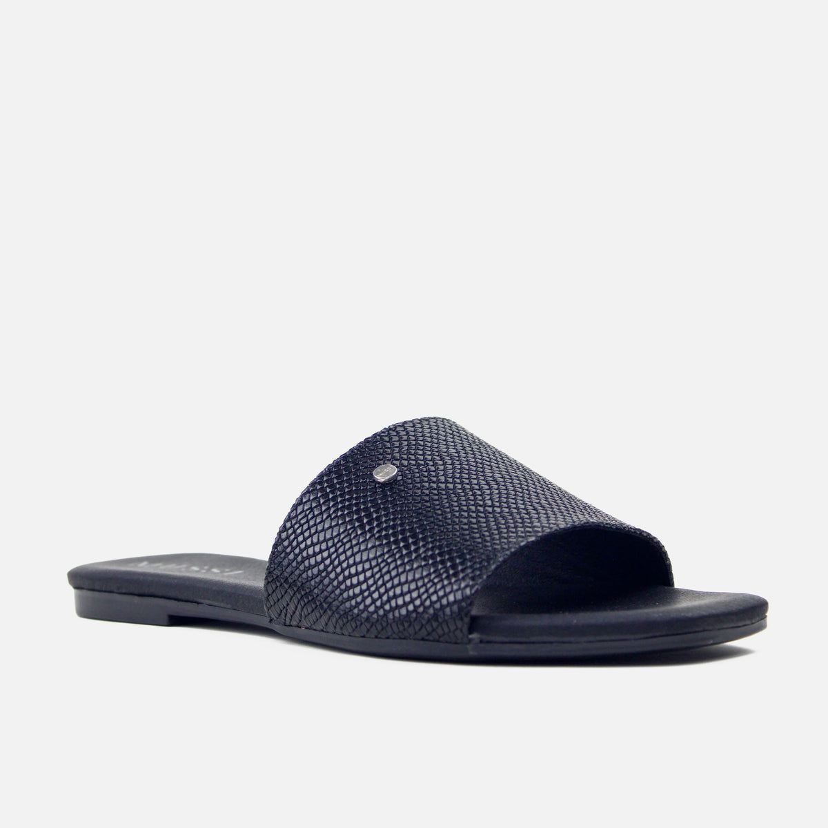 Sandalia plana bangui de cuero para mujer - Negro
