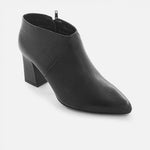 Botin tacon laos de cuero para mujer - Negro