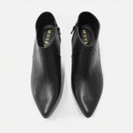 Botin tacon laos de cuero para mujer - Negro