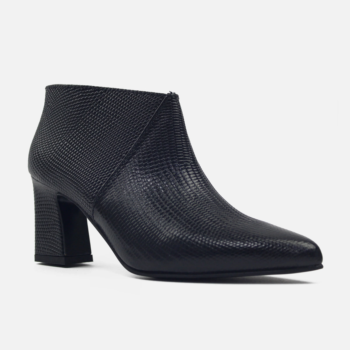 Botin tacon laos de cuero para mujer - Negro