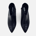 Botin tacon laos de cuero para mujer - Negro