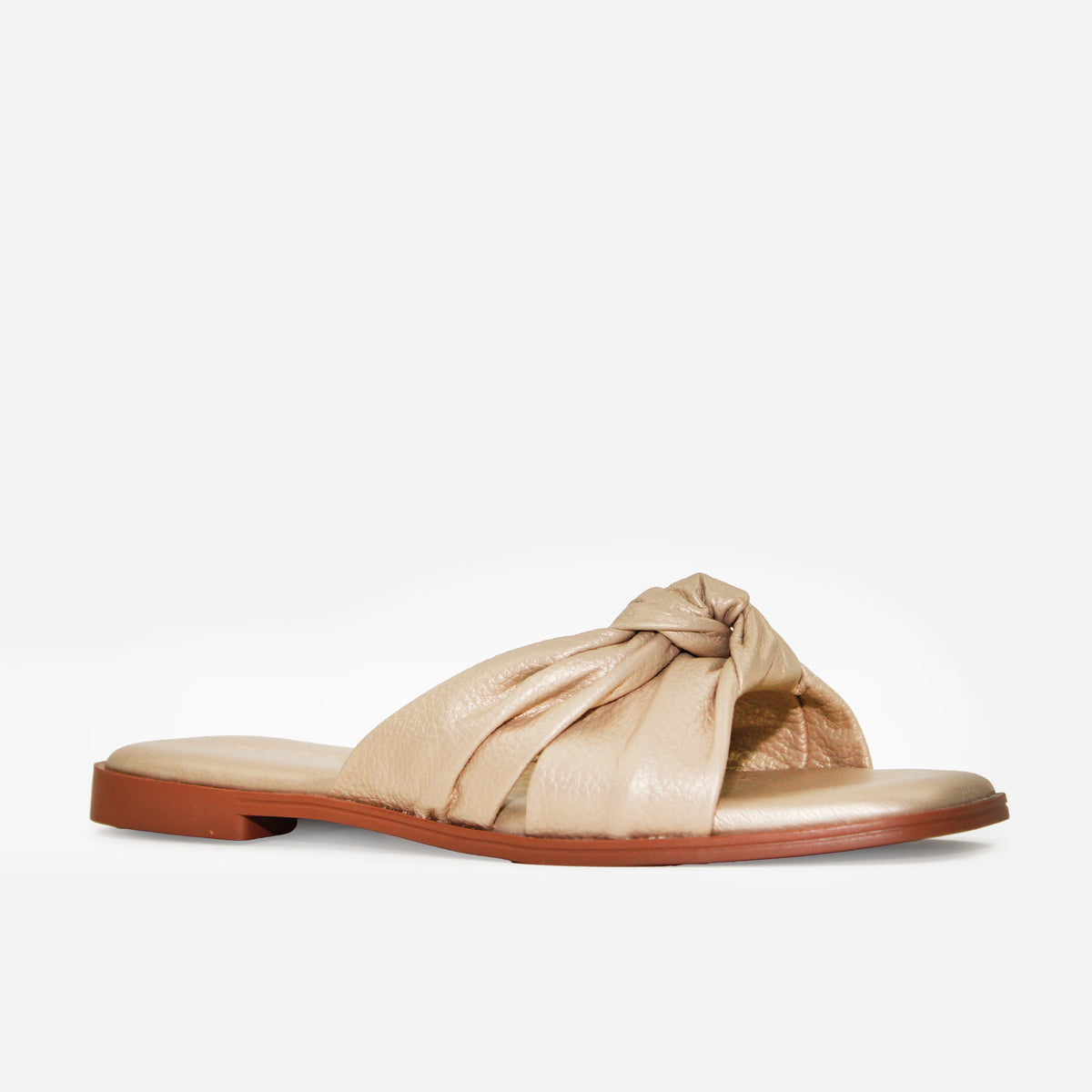 Sandalia plana silvana de cuero para mujer - Oro
