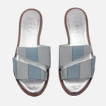 Sandalia plana tranquilidad de cuero para mujer - Celeste