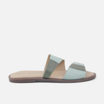 Sandalia plana tranquilidad de cuero para mujer - Verde