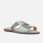 Sandalia plana tranquilidad de cuero para mujer - Verde