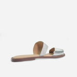 Sandalia plana tranquilidad de cuero para mujer - Plata