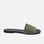 Sandalia plana marcella de cuero para mujer - Verde